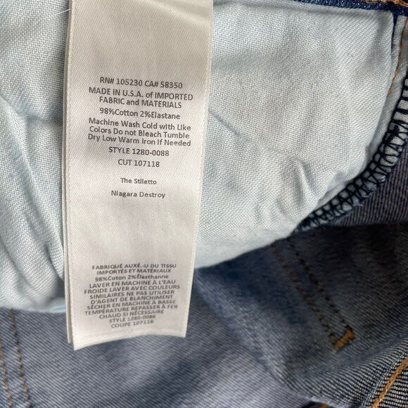 Current/Elliott The Stiletto Niagara Destroy Blue Cropped Skinny Jeans Size 25 - Picture 10 of 12